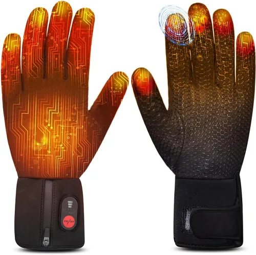 Vista 8 de Guantes térmicos para hombres y mujeres, guantes eléctricos finos y flexibles recargables con batería de larga duración para escribir