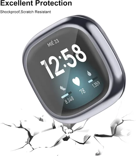 Vista 5 de Amzpas Paquete de 6 fundas protectoras de pantalla compatibles con Fitbit Sense/Fitbit Versa 3, TPU suave alrededor completo para reloj inteligente