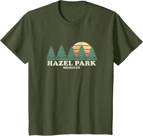 Vista 11 de Hazel Park MI - Camiseta vintage con diseño retro de los años 70, Azul / Patchwork, S