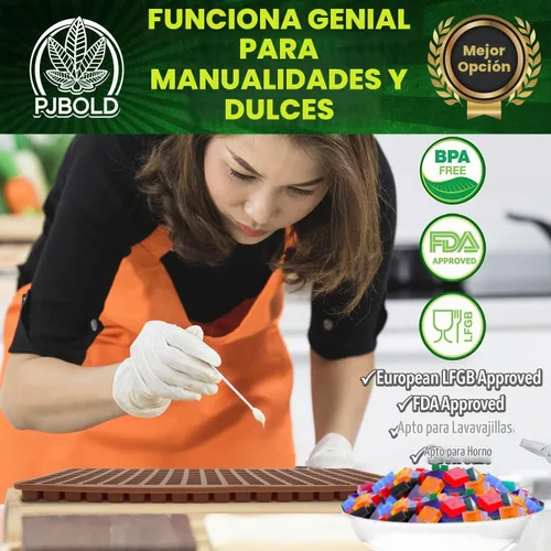 Vista 4 de Molde cuadrado de silicona para dulces, 266 cavidades, 2 mL