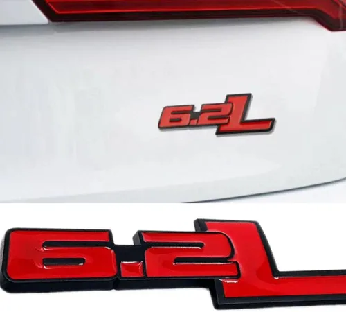 Vista 8 de 2 emblemas de 6.2L con logotipo 3D para el capó, compatible con Silverado 1500 2500HD (negro brillante)