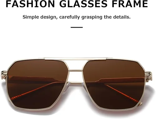Vista 4 de kimorn Gafas de sol polarizadas para mujer y hombre, retro, de gran tamaño, cuadradas, vintage, modernas, clásicas, grandes, de metal, gafas de sol