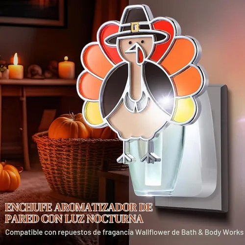 Vista 4 de Enchufe de fragancia de pared compatible con repuestos de Bath & Body Works Certificado ETL, luz nocturna de otoño, enchufe giratorio, compatible