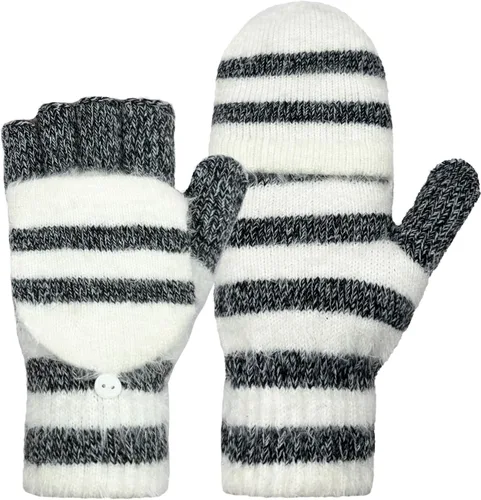 Vista 106 de Beurlike Guantes de invierno para mujer, de lana cálida, a prueba de viento, convertibles, sin dedos