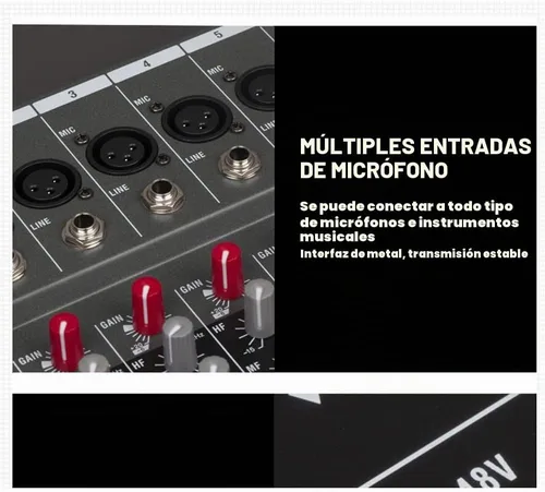 Vista 9 de CK-60 Mezclador profesional (6 canales) para grabación DJ Stage Karaoke Music Application w/USB Drive BT
