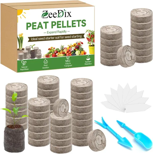 Vista 13 de ZeeDix 55 cápsulas de iniciación de semillas de 1.181 in, pellets de turba comprimida, tierra de inicio de semillas para inicio de semillas, cultivo