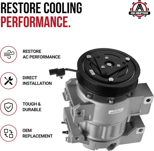 Vista 2 de Compresor de AC con embrague - Compresor de A/C compatible con Nissan Altima y Sentra 2.5L 2007-2012 - Reemplaza 92600ZN40B, 92600JAOOA