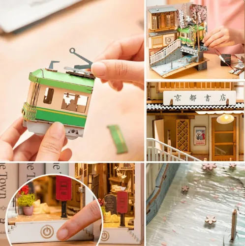 Vista 7 de Rolife Kits de invernadero de casa de muñecas en miniatura de bricolaje y kits de rincón de libro Sakura DIY