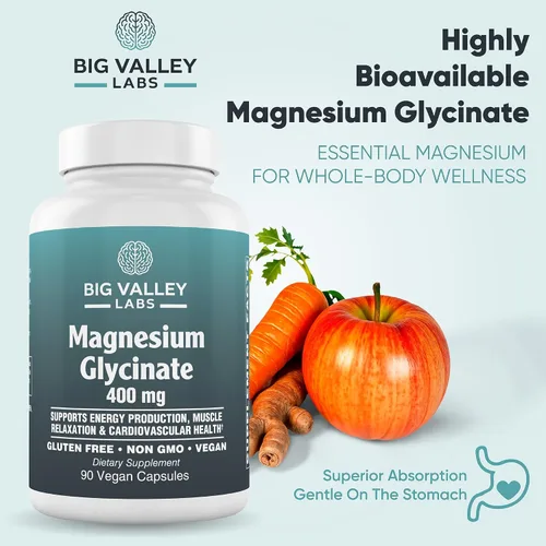 Vista 3 de Glicinato de magnesio 400 mg – Magnesio quelado de alta absorción – Apoya el bienestar muscular, nervioso y energético – vegano, sin OMG, sin gluten