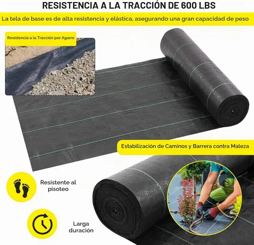 Vista 5 de forimo Tela para Calzada, Tela para Camino de 5x500 pies, Tela Comercial para Barrera de Malezas, Tela de Paisaje Resistente de 4OZ, Tela de Drenaje