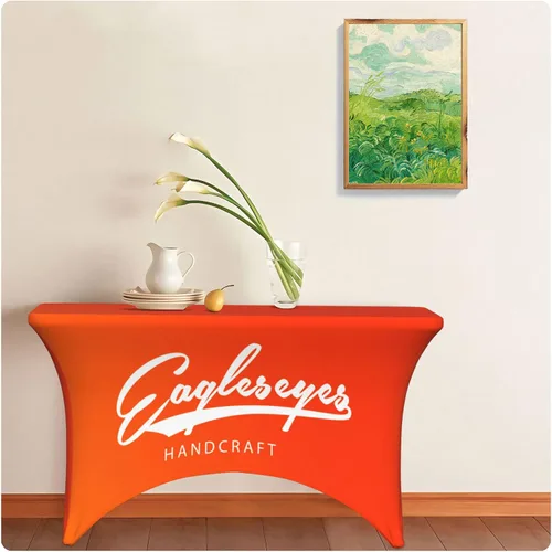 Vista 7 de Funda de Mantel Personalizada con Texto del Logotipo de la Empresa, Mantel de Spandex Elástico Personalizado para Eventos de Ferias Comerciales de 6