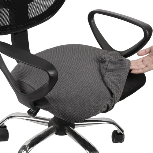 Vista 24 de Melaluxe - Funda elástica de jacquard para silla de oficina, funda extraíble y lavable para silla de escritorio, cubierta giratoria para asiento