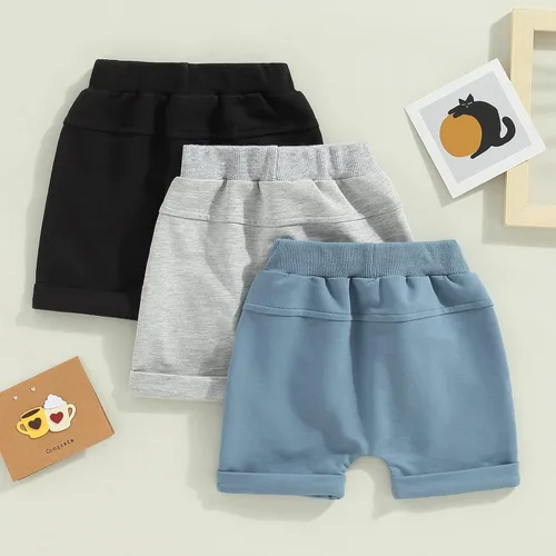 Vista 3 de Pantalones de otoño para bebé, paquete de 3 unidades, pantalones deportivos casuales con bolsillo sólido, cintura elástica, pantalones harén