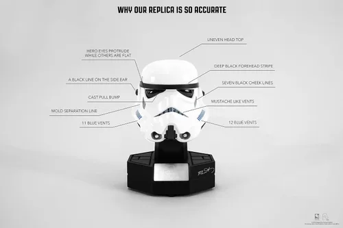 Vista 2 de PUREARTS - Figura de estatua de Starwars (casco original de Stormtrooper) 1:3, color blanco