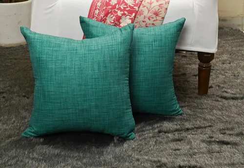 Vista 2 de Juego de 2 almohadas decorativas para sofá cama, almohadas decorativas de sala de estar, almohadas rústicas, fundas de almohada sólidas de seda