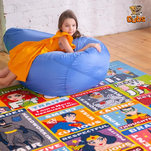Vista 9 de DC Super Friends - Alfombra educativa para niños, alfabeto, emociones y rasgos de héroe ABC, alfombra de aprendizaje de habilidades sociales
