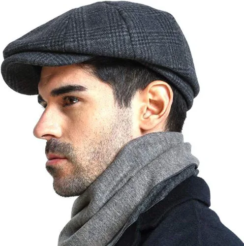 Vista 3 de Gorra de caza para hombre de Newsboy Gatsby estilo vintage boina plana para conducir para caza para regalo para novio