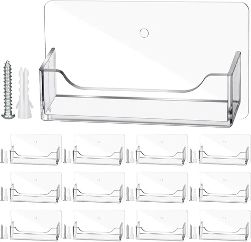 Vista 8 de Wesiti 1 soporte acrílico para tarjetas de visita de montaje en pared, soporte de plástico transparente para tarjetas de visita de oficina, soporte