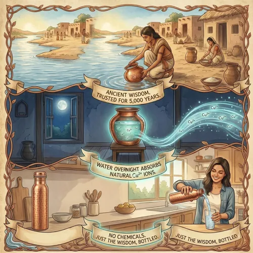 Vista 5 de Botella de agua de cobre para agua potable de 34 onzas – Botella de cobre martillado 100% puro hecho a mano, probada en laboratorio, a prueba