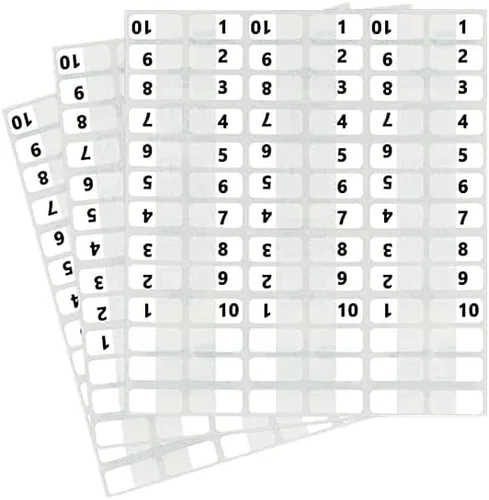 Vista 3 de Redi-Tag 31001 Pestañas de índice de plástico autoadhesivas de montaje lateral Nos 1-10 1 pulgadas Blanco 104/Pack