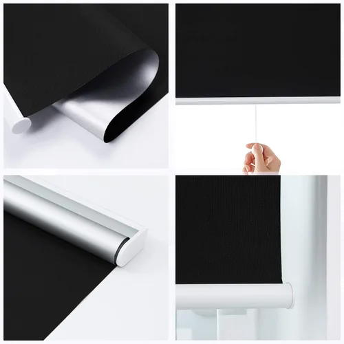 Vista 2 de SUNFREE - Persianas de ventana enrollables y opacas sin cuerdas para hogar y oficina, Negro