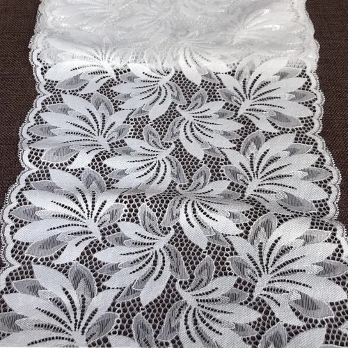 Vista 3 de Cinta de encaje elástico de 8 pulgadas de ancho para camino de mesa, ropa y manualidades de bricolaje, 5 yardas (9253 blanco)