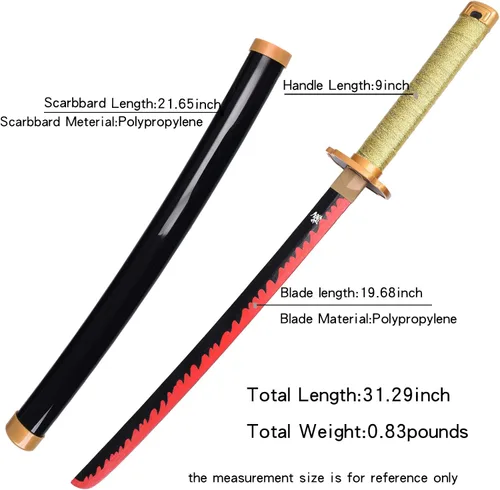 Vista 9 de ziqing Espada para cosplay de Demon Slayer hecha a mano, Katana de 31 pulgadas con múltiples estilos para elegir