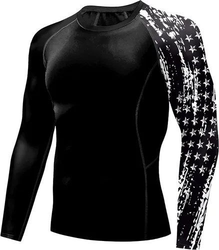 Vista 2 de color cosplayer Camiseta de compresión de manga larga para hombre, protección solar UPF 50+