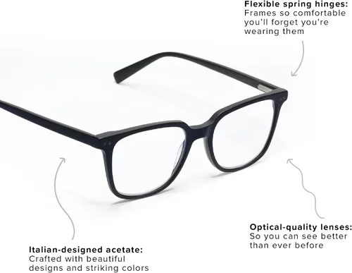 Vista 3 de eyebobs C Suite Traditional and Blue Light Reading Glasses Frente y patillas de cristal azul