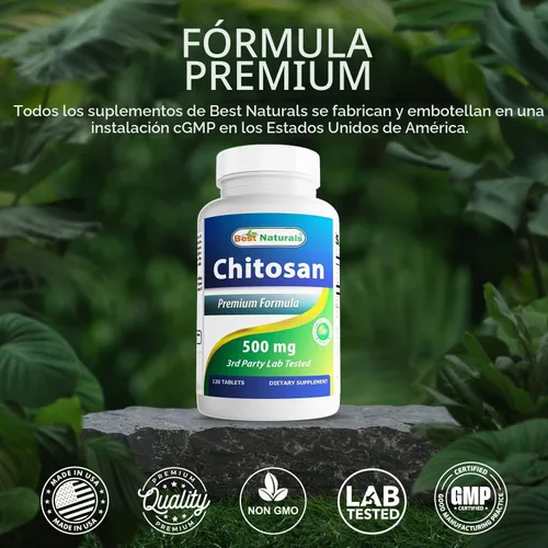 Vista 5 de Best Naturals- Quitosano- 500 mg- 120 Tabletas