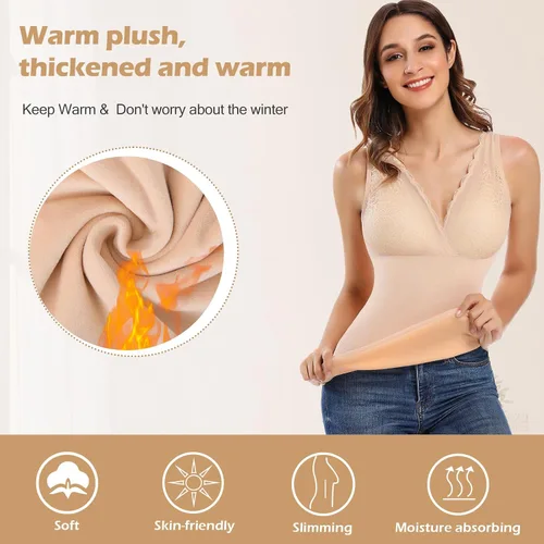 Vista 2 de JOYSHAPER Ropa interior térmica sin mangas con forro de capa base para clima frío invierno camisas térmicas largas camisetas térmicas