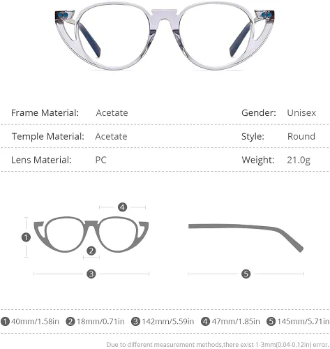 Vista 3 de HEPIDEM Marco de gafas de acetato para hombre, nuevo marco de gafas óptico retro redondo vintage