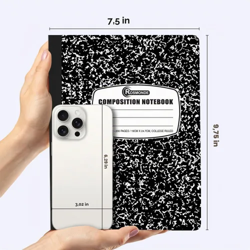 Vista 3 de Cuadernos de composición con rayas universitarias, paquete de 5, 200 páginas (100 hojas), 9-3/4 x 7-1/2 pulgadas, libro de composición de mármol