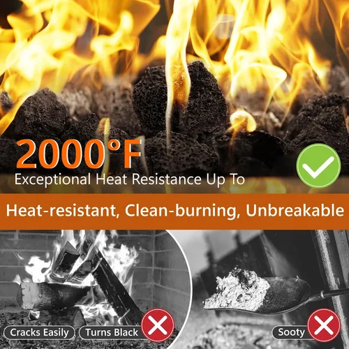 Vista 4 de NUPICK Rocas de lava negra de 3 libras para hoguera, roca volcánica de 1/2 a 2 pulgadas para chimenea interior y exterior, piedra de lava para Negro