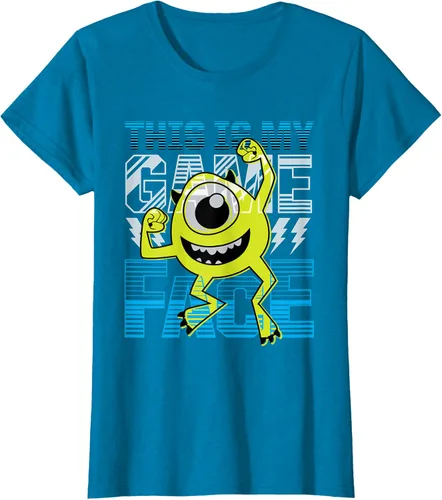 Vista 86 de Disney Pixar Monsters Inc. Mike Wazowski Game Face Camiseta Negro
