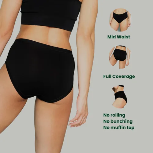 Vista 2 de Sihana Ropa interior de algodón para mujer, calzones de cintura media, cobertura completa, ropa interior de algodón para mujer (paquete de 6)