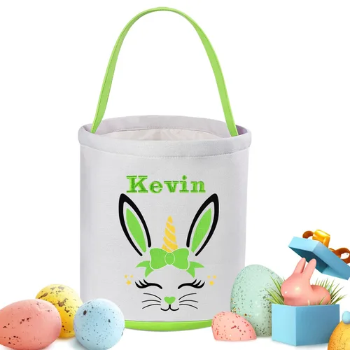 Vista 20 de Cestas de Pascua personalizadas para niños y niñas, canasta de conejo de Pascua de Touber para niños pequeños, canasta de caza de huevos de Pascua