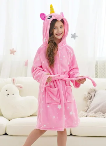 Vista 5 de Doctor Unicorn Girls Unicorn Galaxy Stars Hooded Robe, Unicorn Gifts for Girls