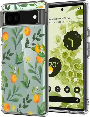 Vista 20 de Unov Funda para Pixel 6a, transparente con diseño, ajuste delgado, buen agarre, funda de teléfono en relieve, cubierta protectora a prueba de Flor