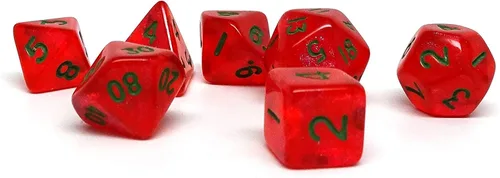 Vista 17 de Mini colección de dados poliédricos de 0.394 pulgadas - Incluye un D20, D12, D10, D8, D6, D4 y D00 (Aqua Shine)