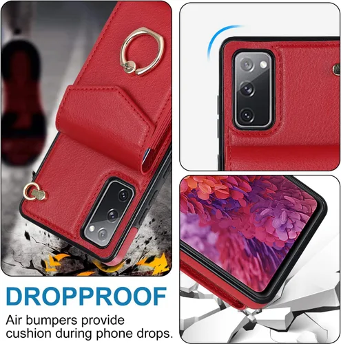 Vista 5 de Asuwish Funda de teléfono para Samsung Galaxy S20 FE 5G de 6.5 pulgadas con protector de pantalla de vidrio templado y anillo RFID tarjetero celular
