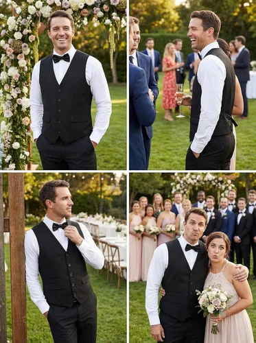 Vista 3 de COOFANDY Chaleco de traje para hombre, chaleco de vestir formal, ajustado, buesiness boda