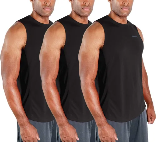 Vista 11 de DEVOPS - Paquete de 3 camisetas sin mangas para hombre, ajuste seco, para músculos, camiseta de entrenamiento