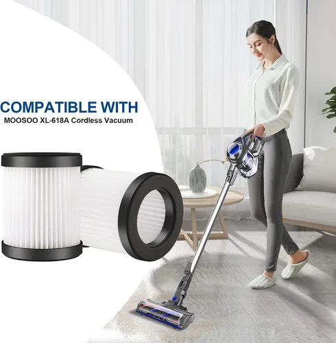 Vista 2 de XL-618A - Fliter de repuesto para aspiradora inalámbrica Moosoo XL-618A M8-PRO, 8 unidades Cordless Vacuum filter replacement , Washable, 8 Pack