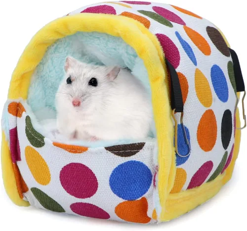 Vista 11 de Wontee Hamster Bed Hideout Sugar Glider Hamaca para animales pequeños, casa de cama cálida para hámsters, erizos, planeadores de azúcar, jerbos