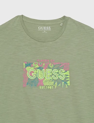 Vista 2 de GUESS Camiseta de murciélago de jersey orgánico con logotipo bordado para niña