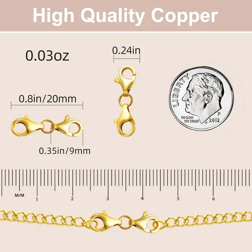 Vista 2 de OHINGLT Extensor de collar con cierre doble de langosta dorado, diseño de doble extremo, cierres y cierres de collar, conector de pulsera adecuado 8