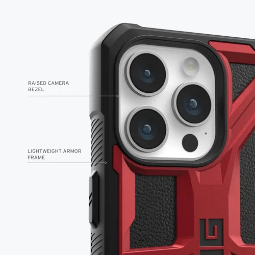 Vista 4 de URBAN ARMOR GEAR UAG Funda [versión actualizada] compatible con iPhone 15 Pro Max de 6.7 pulgadas, Monarch Crimson resistente, resistente grado