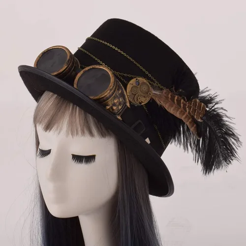 Vista 2 de GRACEART - Sombreros unisex estilo steampunk, con anteojos, para hombres y mujeres