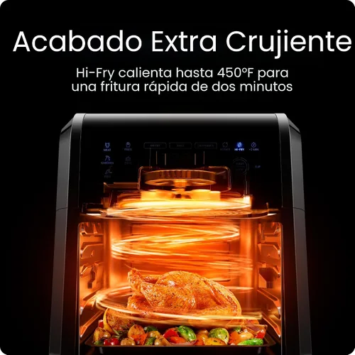 Vista 7 de Chefman Horno freidora de aire 5 en 1 de 12 cuartos de galón con temporizador digital, pantalla táctil y 12 ajustes preestablecidos, horno